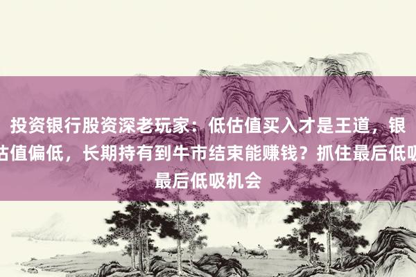 投资银行股资深老玩家:低估值买入才是王道,银行股估值偏低,长期持有到牛市结束能赚钱?抓住最后低吸机会