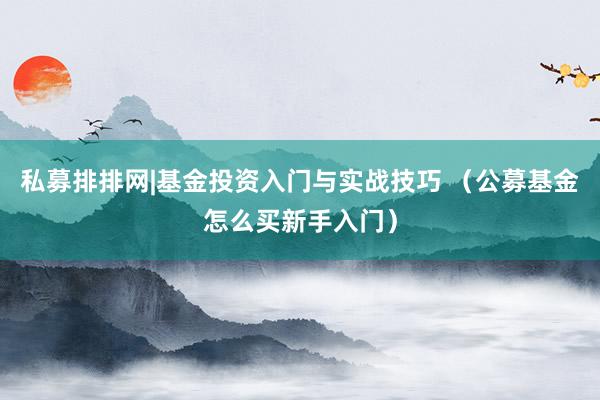 私募排排网|基金投资入门与实战技巧 （公募基金怎么买新手入门）