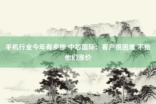 手机行业今年有多惨 中芯国际：客户很困难 不给他们涨价