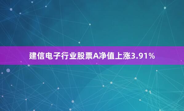 建信电子行业股票A净值上涨3.91%