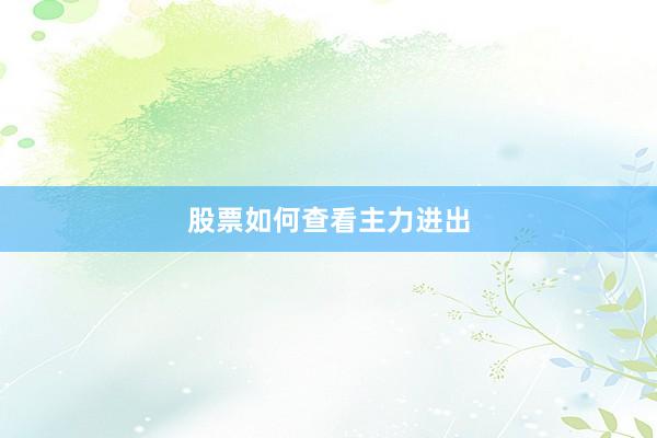 股票如何查看主力进出