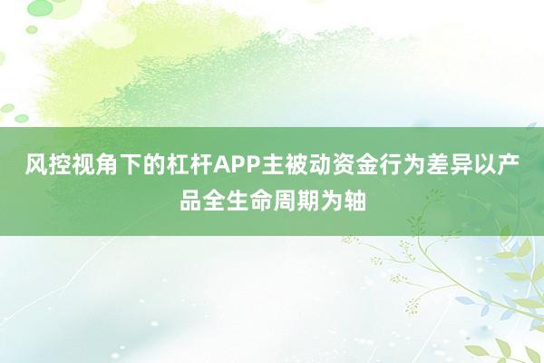 风控视角下的杠杆APP主被动资金行为差异以产品全生命周期为轴