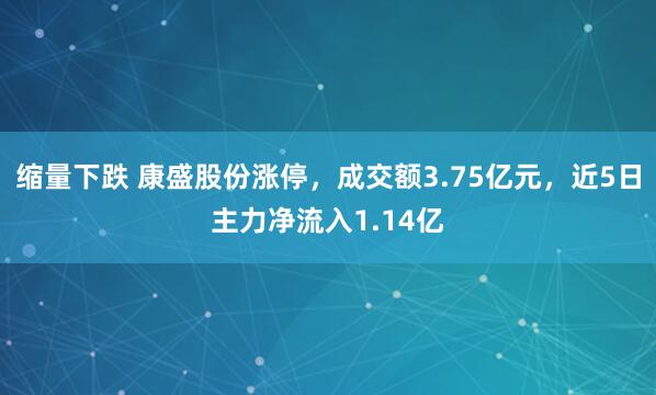 缩量下跌 康盛股份涨停，成交额3.75亿元，近5日主力净流入1.14亿
