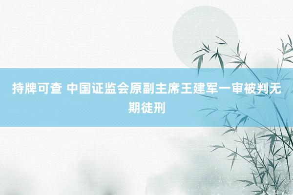 持牌可查 中国证监会原副主席王建军一审被判无期徒刑