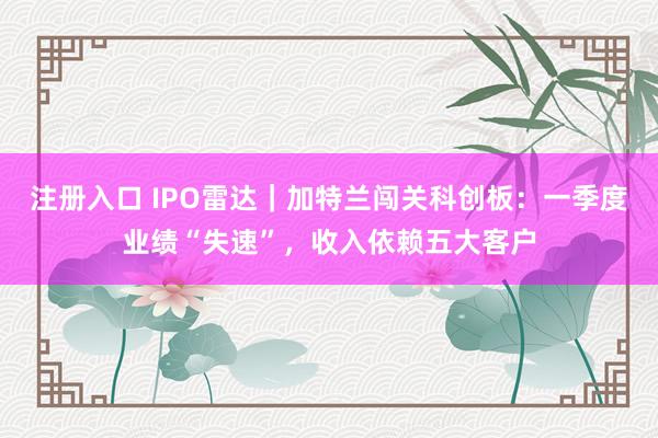 注册入口 IPO雷达｜加特兰闯关科创板：一季度业绩“失速”，收入依赖五大客户