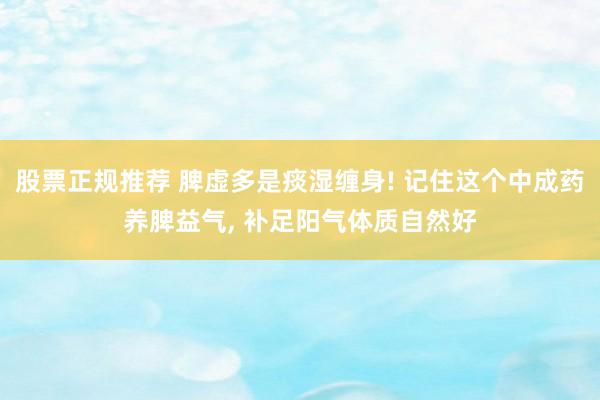 股票正规推荐 脾虚多是痰湿缠身! 记住这个中成药养脾益气, 补足阳气体质自然好