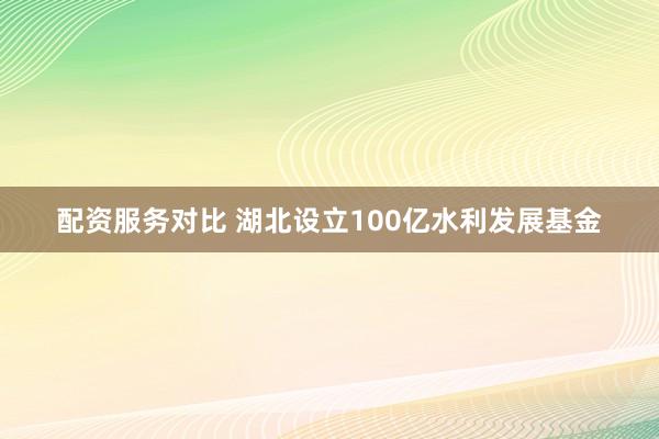 配资服务对比 湖北设立100亿水利发展基金