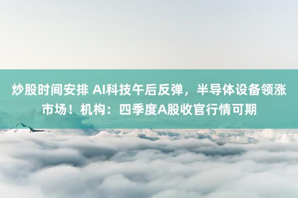 炒股时间安排 AI科技午后反弹，半导体设备领涨市场！机构：四季度A股收官行情可期