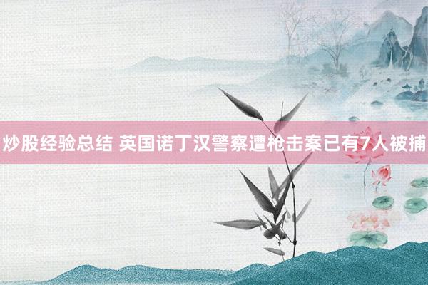 炒股经验总结 英国诺丁汉警察遭枪击案已有7人被捕