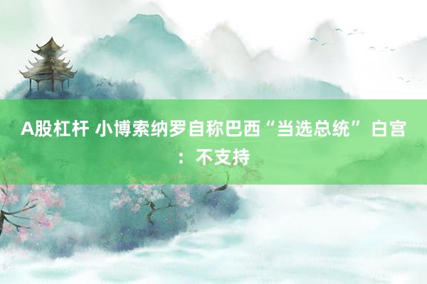 A股杠杆 小博索纳罗自称巴西“当选总统” 白宫:不支持